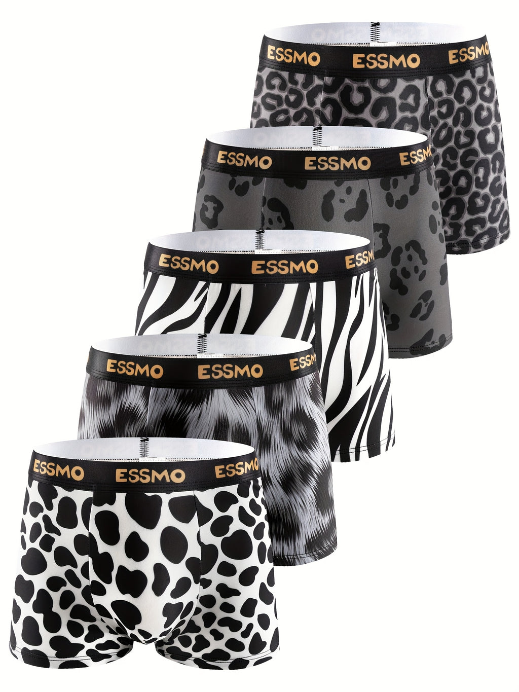 Boxer microfibre homme — lot de 5, géométrique, assortiment E