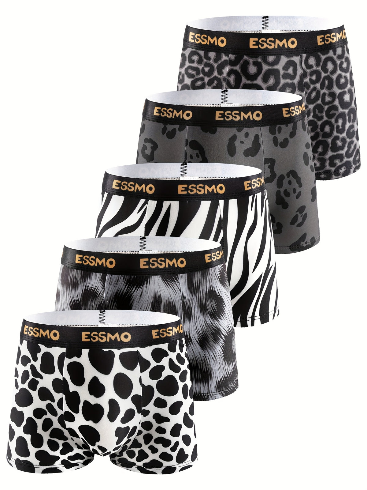 Boxer microfibre homme — lot de 5, géométrique, assortiment E
