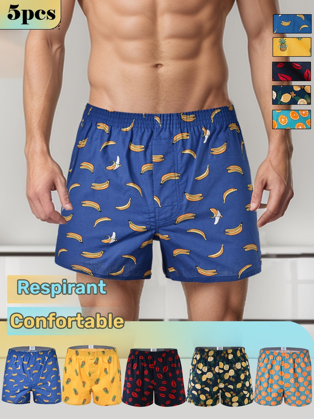Boxer large de sport coton homme — lot de 5