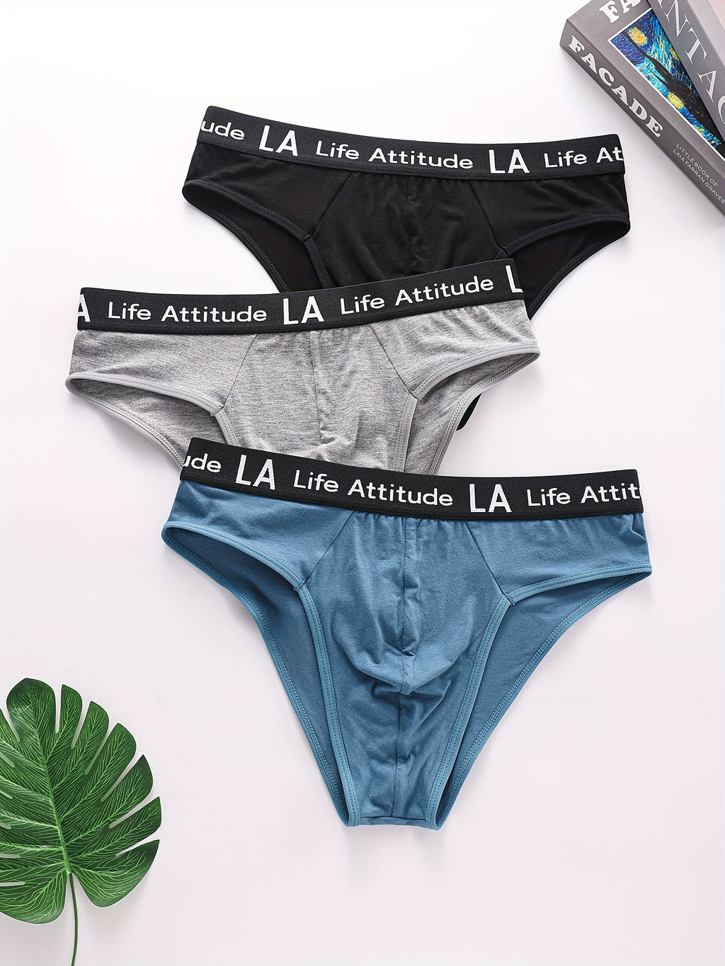 Slip respirant bambou homme — lot de 3, noir + gris foncé + bleu marine