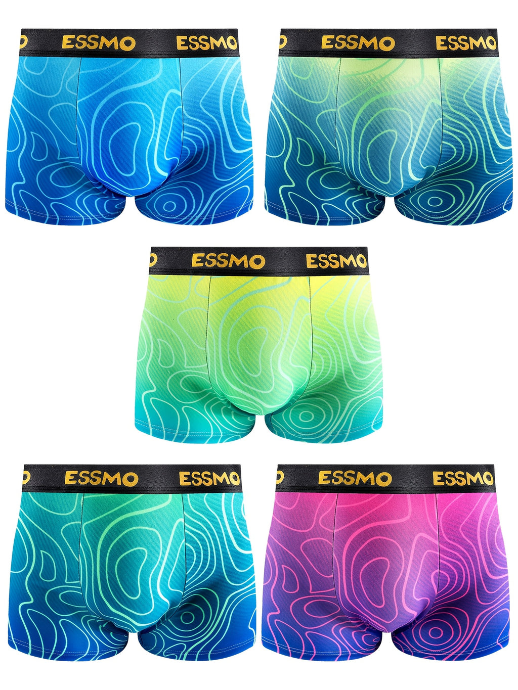 Boxer microfibre homme — lot de 5, géométrique, assortiment S, du S au 3XL