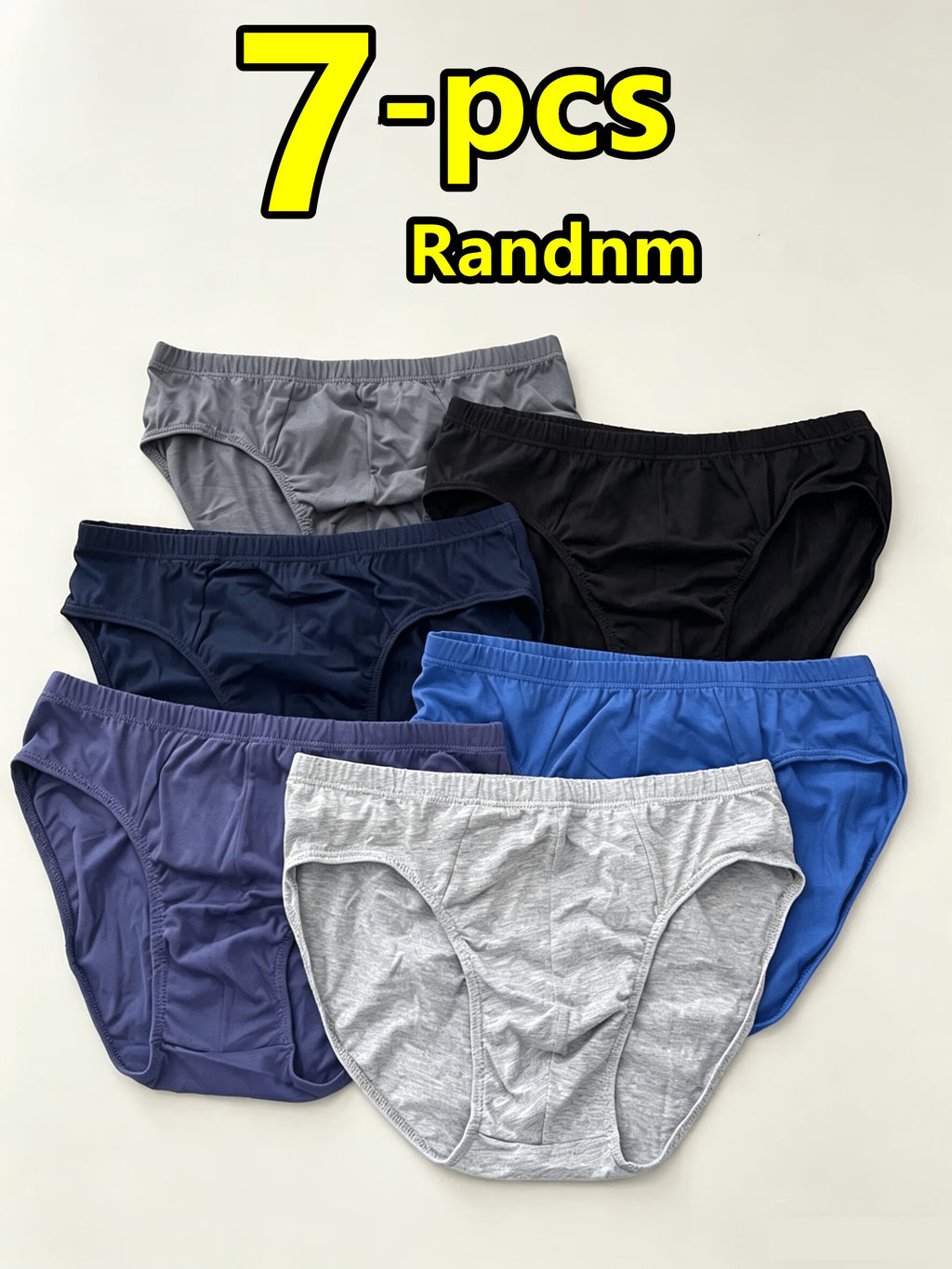 Slip large grande taille coton homme — lot de 7, uni