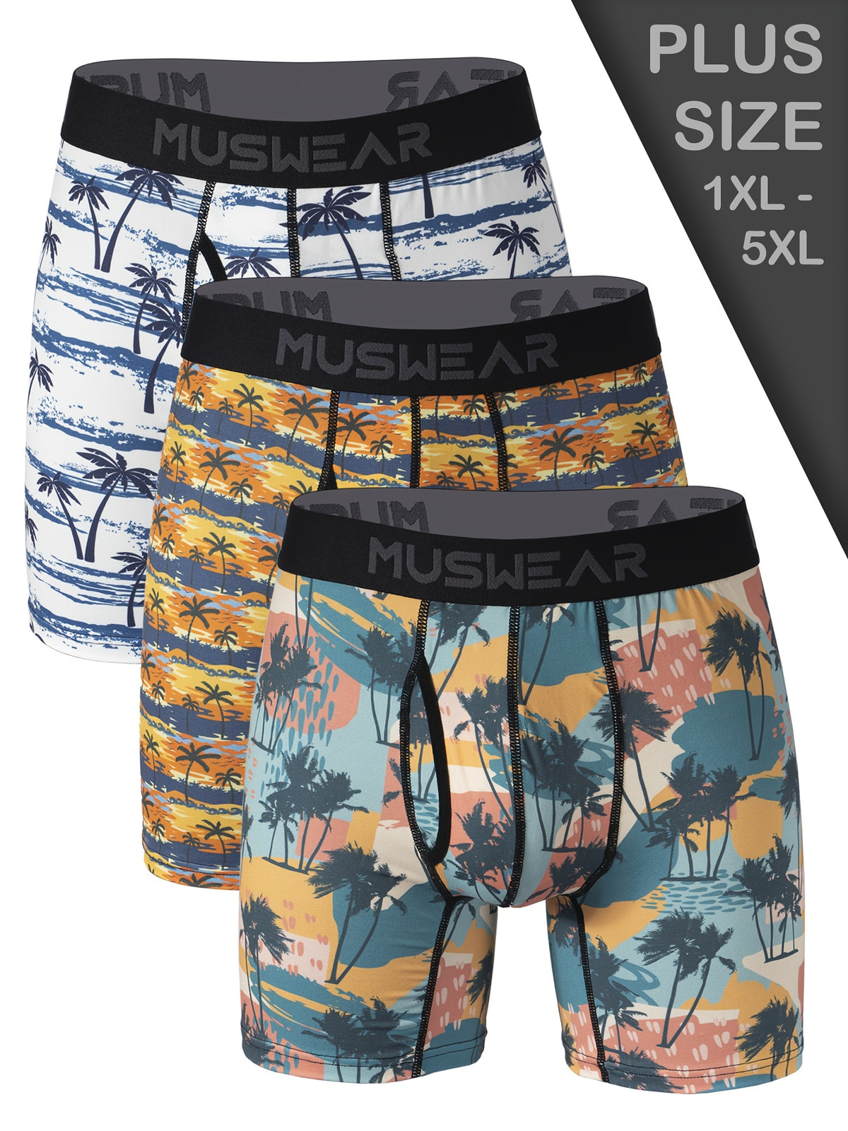 Boxer large grande taille microfibre homme — lot de 3, imprimé