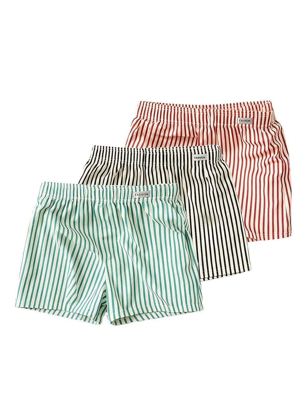 Boxer large respirant coton homme — lot de 3, rayé