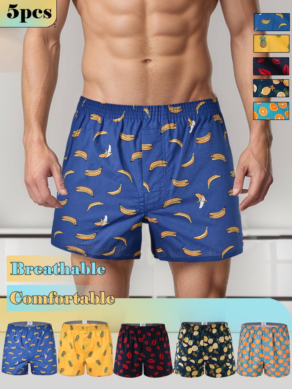 Boxer large de sport coton homme — lot de 5