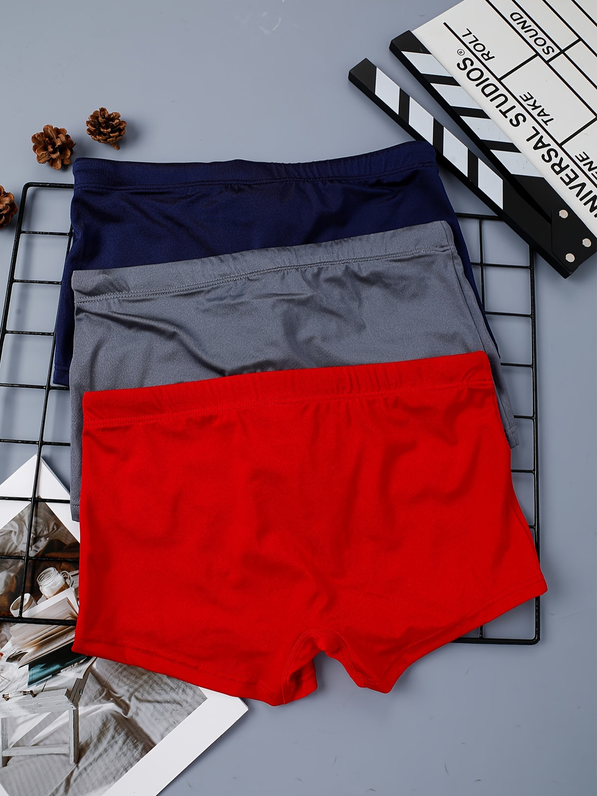 Boxer microfibre homme — lot de 3, uni, assortiment E
