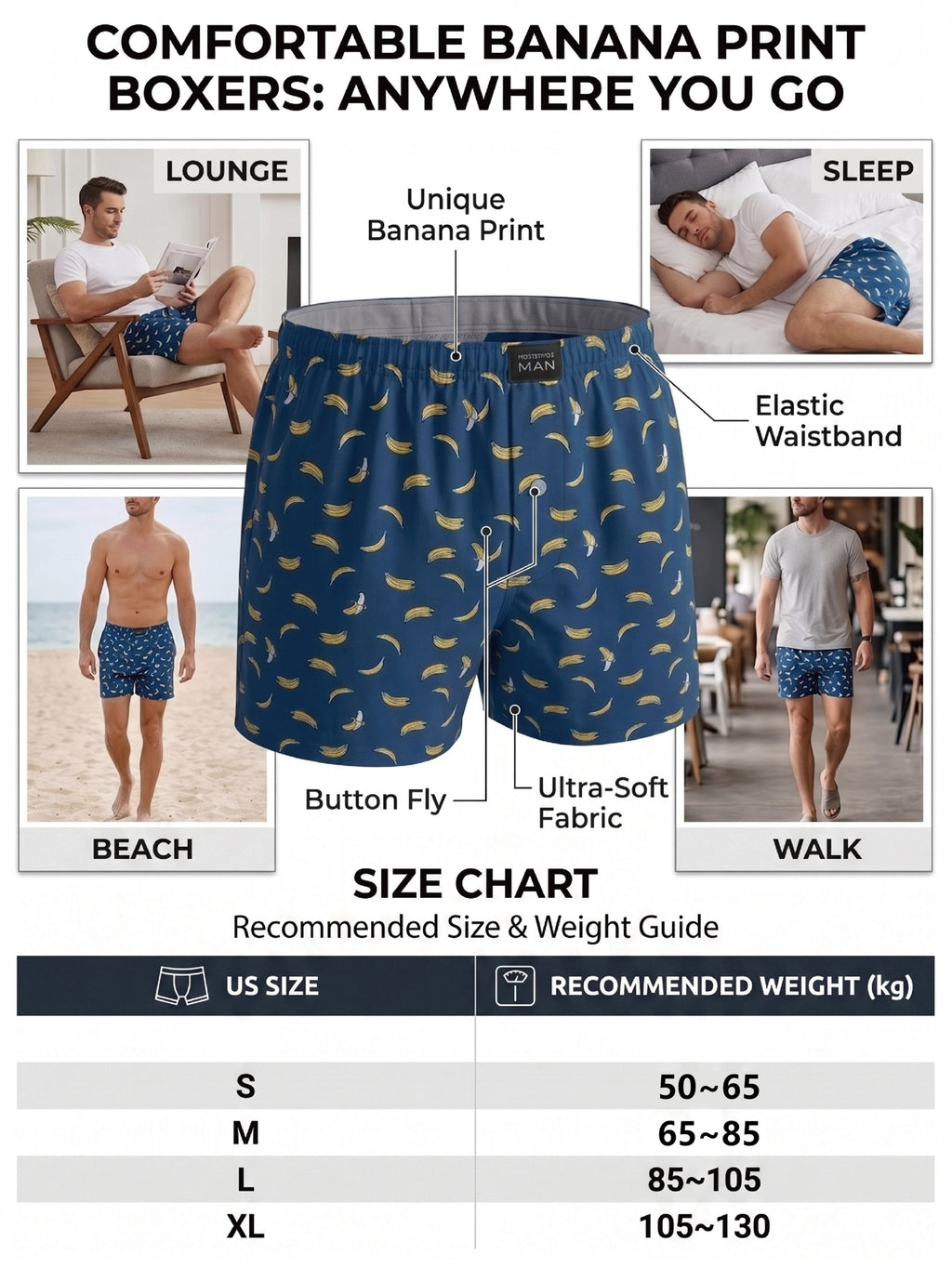 Boxer d'intérieur bambou homme — lot de 3