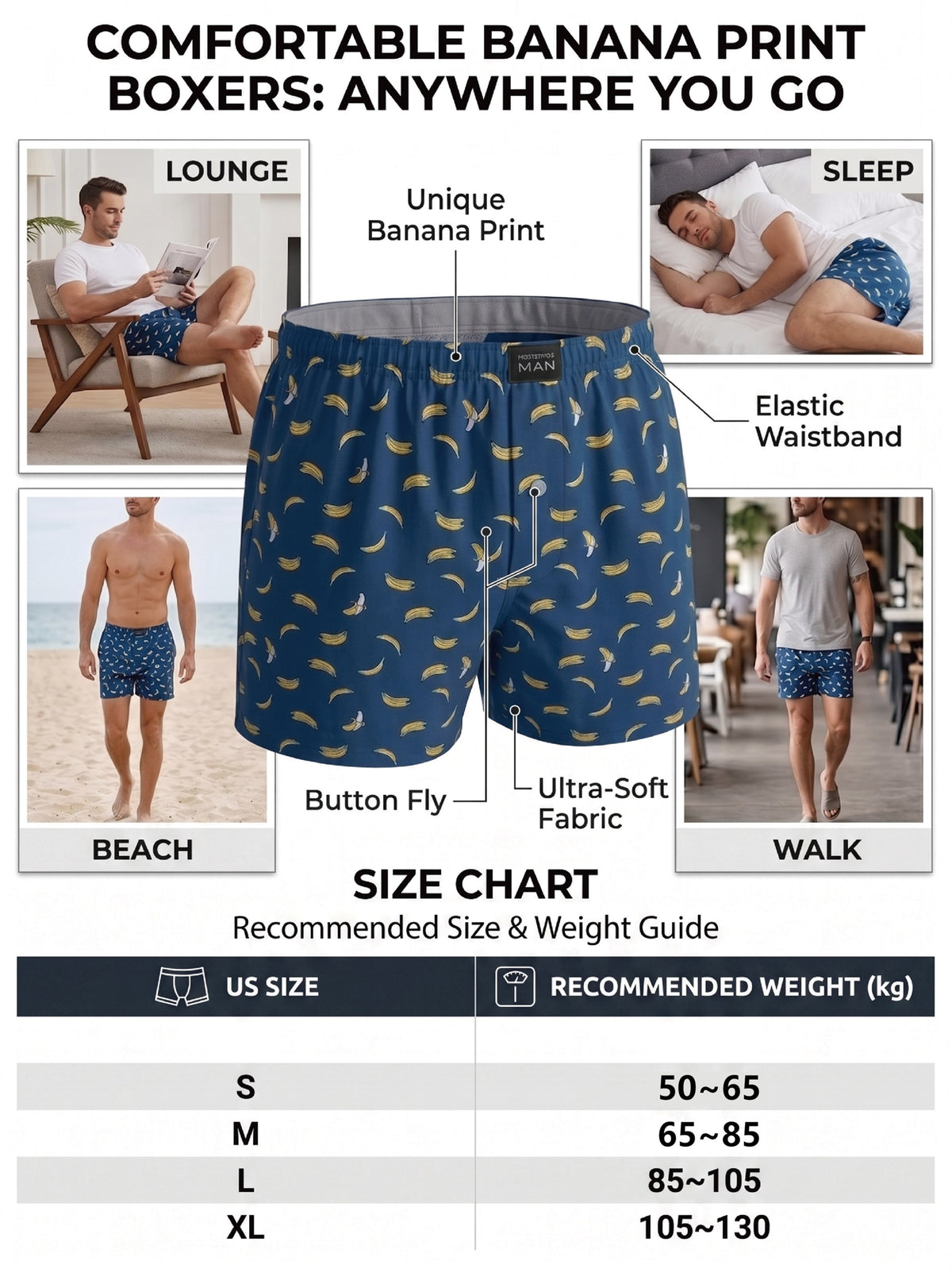 Boxer d'intérieur bambou homme — lot de 3