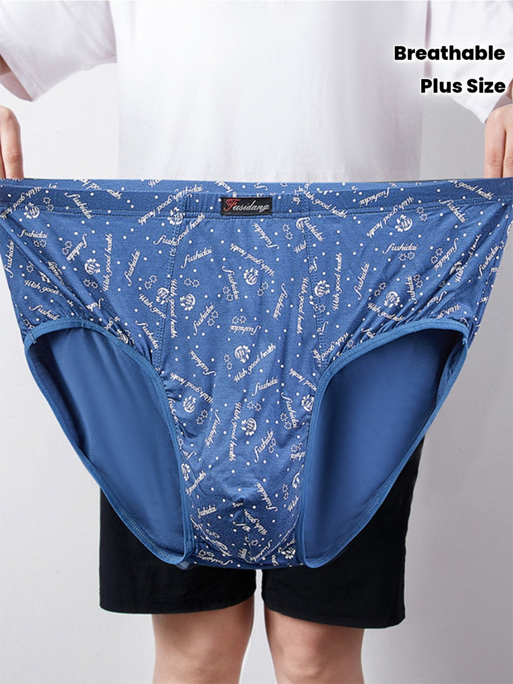 Slip grande taille respirant modal homme — lot de 4, imprimé
