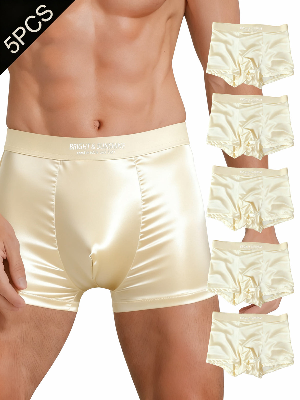 Boxer sans couture respirant microfibre homme — lot de 5, uni