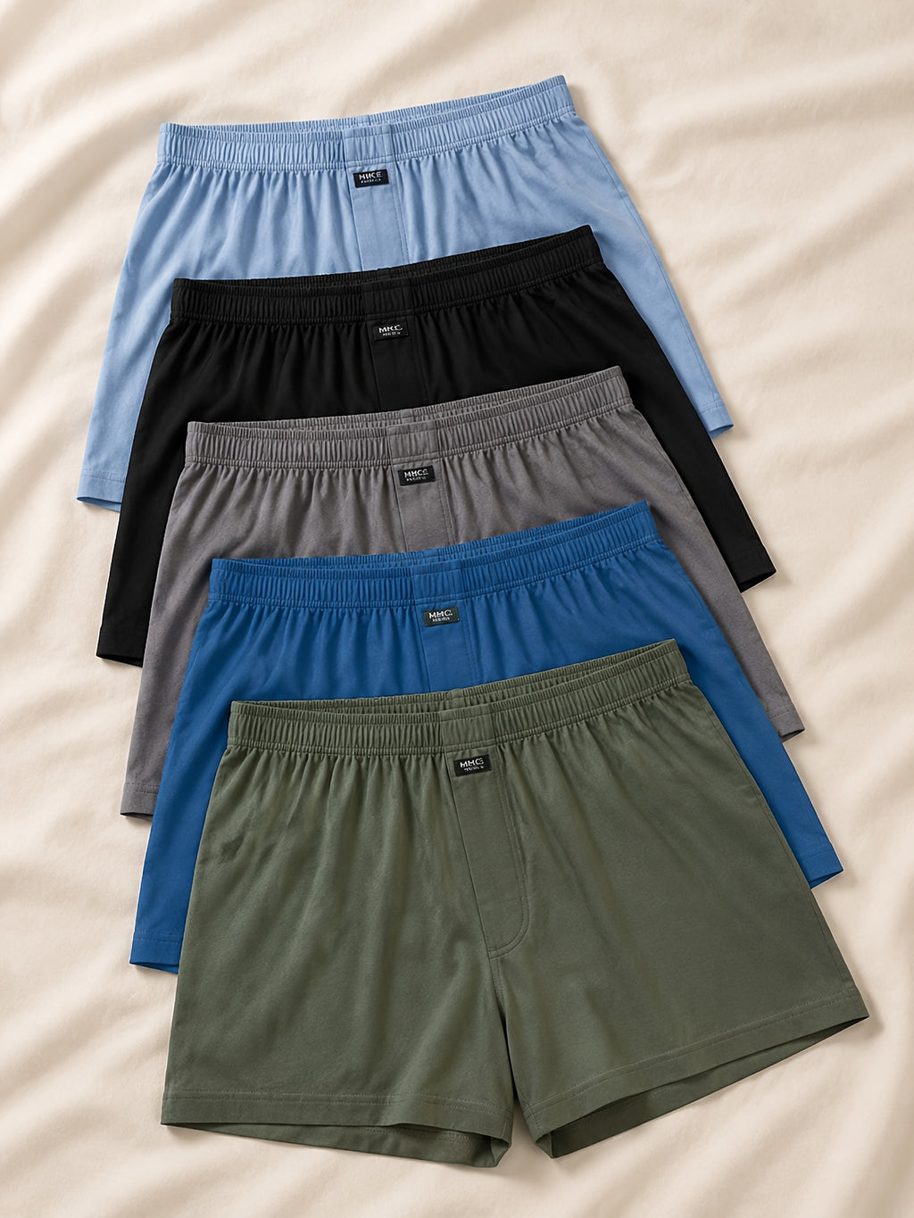 Boxer large grande taille coton homme — lot de 5, uni, assortiment S