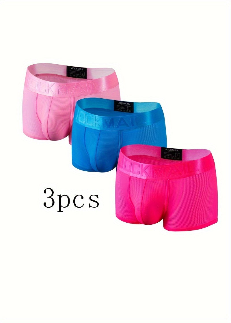 Boxer respirant doux homme — lot de 3, rose + rose rouge + orchidée colorée