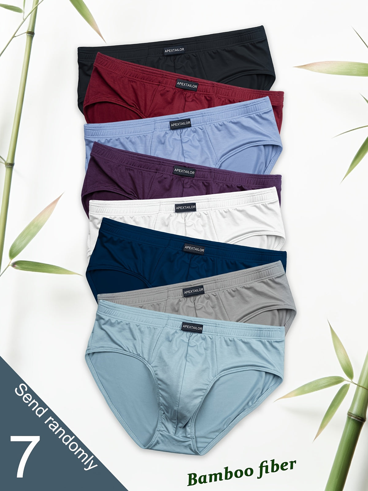 Slip moulant respirant bambou homme — lot de 7, uni