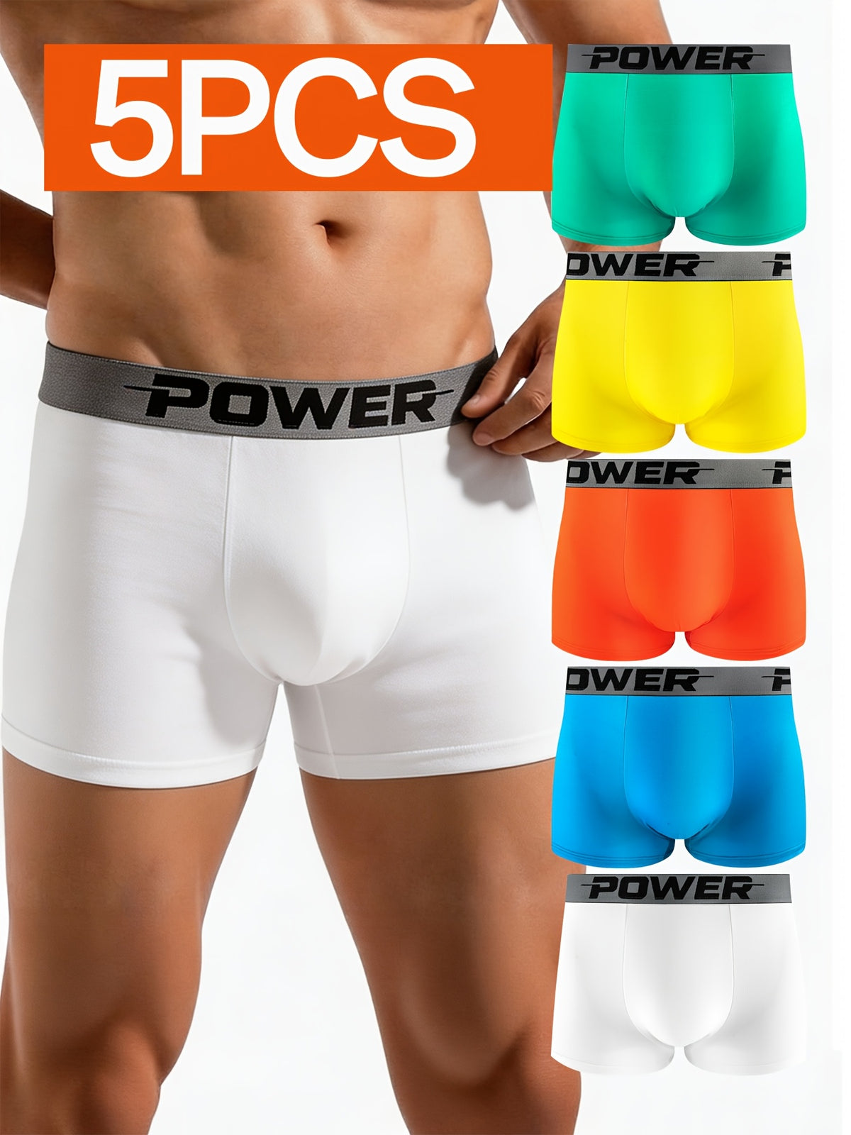 Boxer microfibre homme — lot de 5, uni, assortiment S