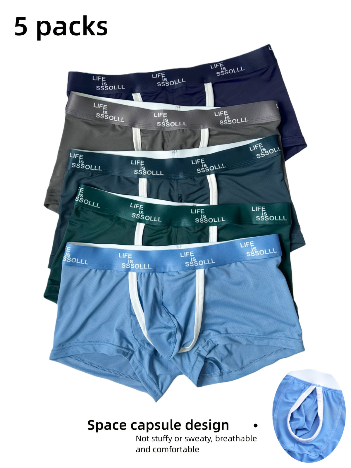 Boxer respirant microfibre homme — lot de 5, uni, du S au XXL