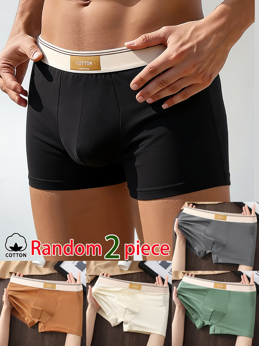 Boxer respirant coton homme — lot de 2, uni, assortiment S, du XS au XL — vue 8