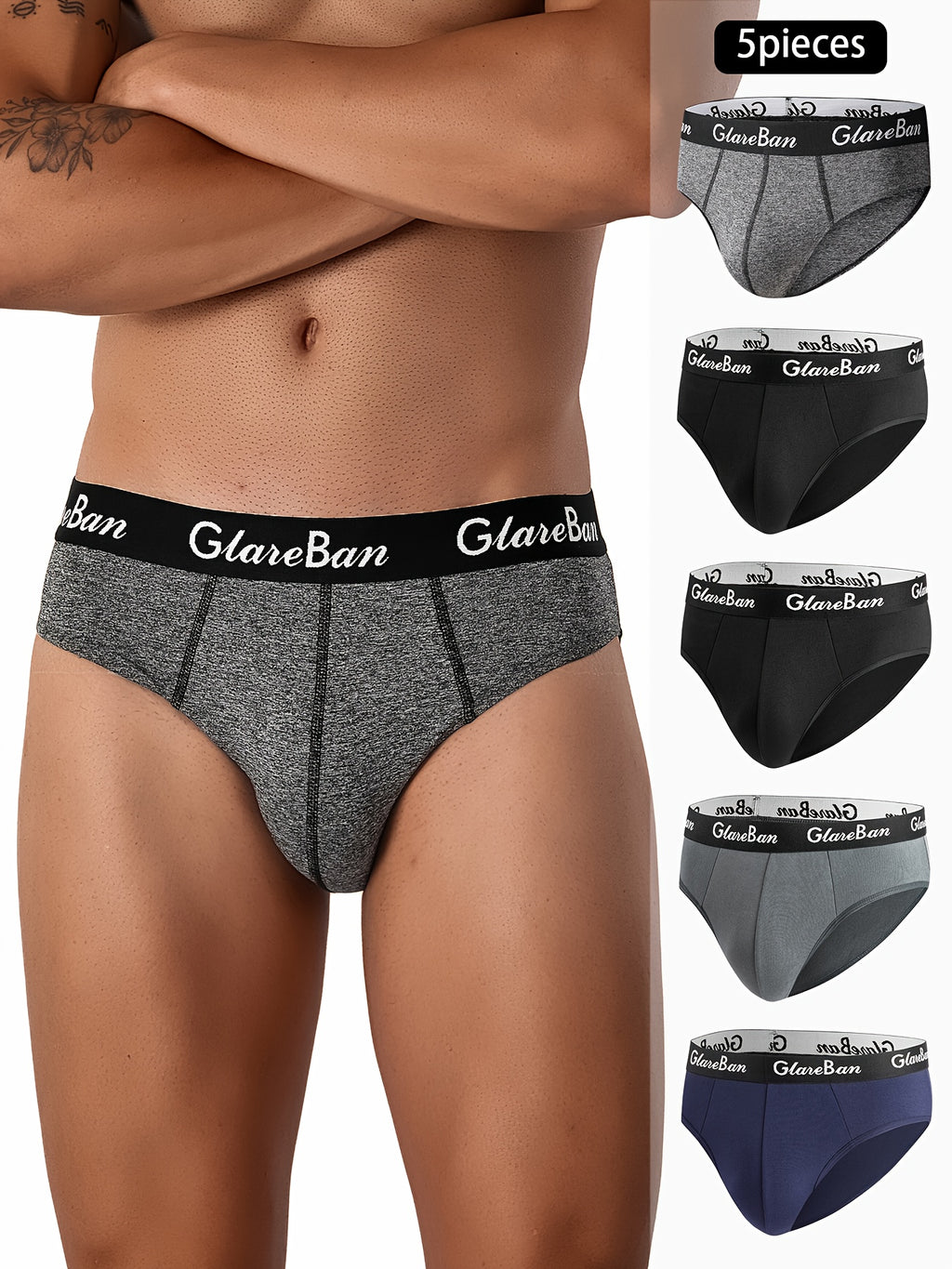 Slip microfibre homme — lot de 5, uni, assortiment E