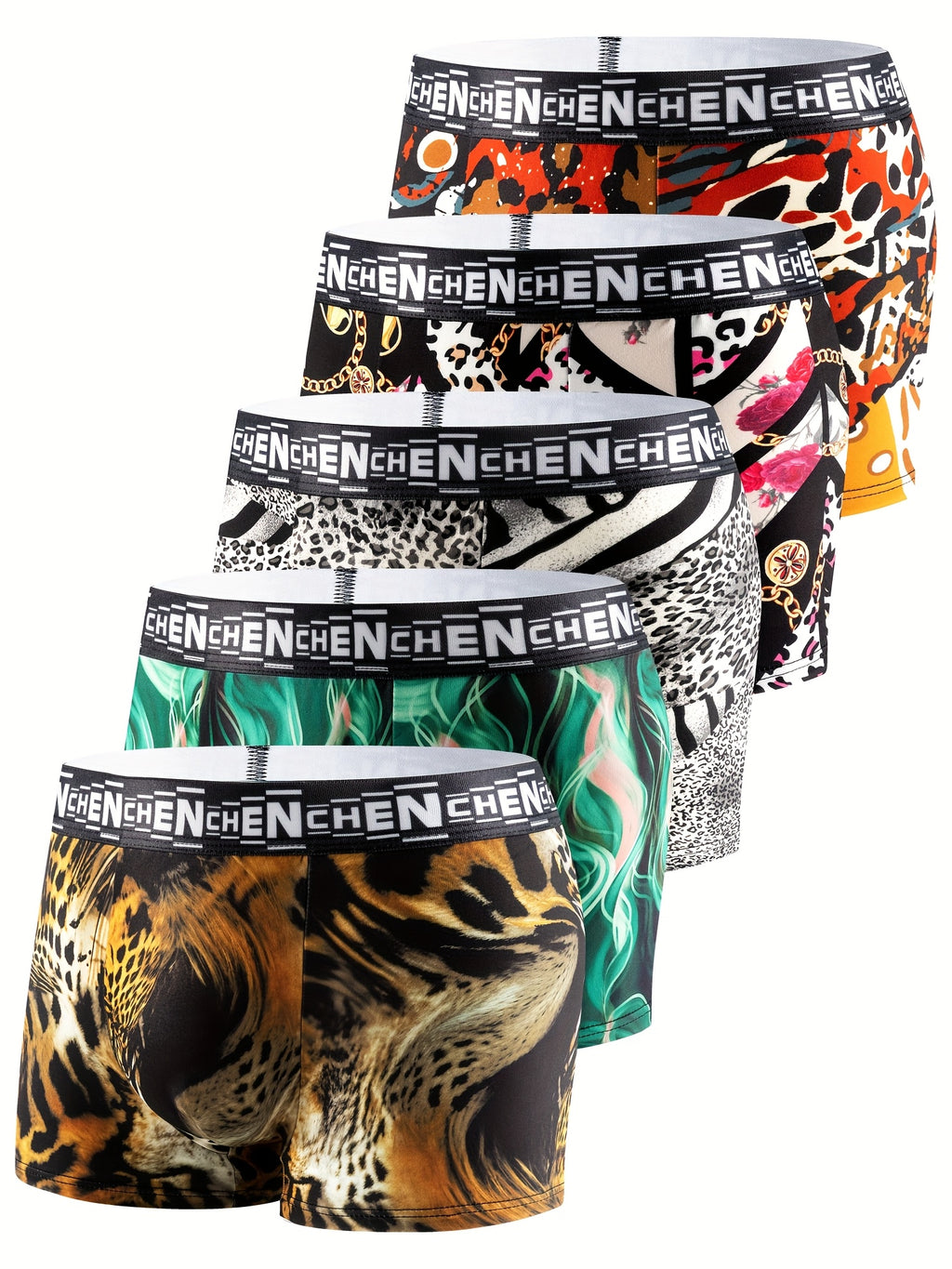 Boxer séchage rapide microfibre homme — lot de 5, géométrique