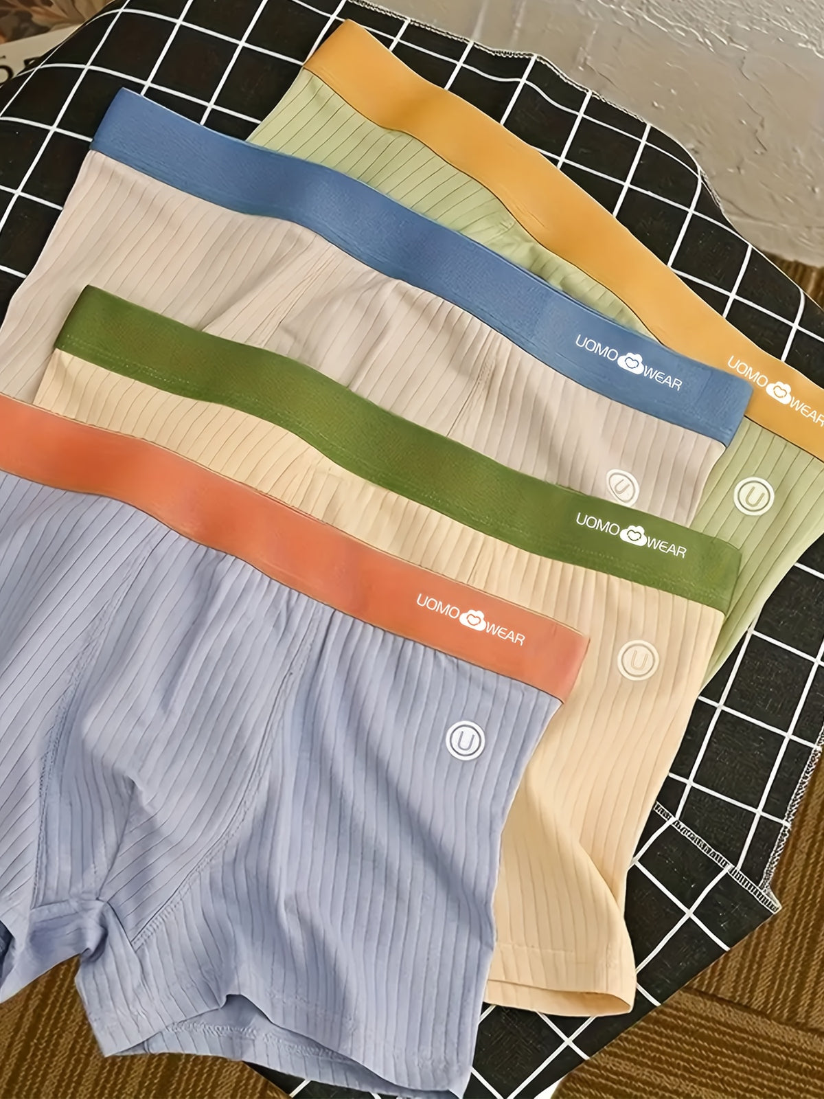 Boxer respirant coton homme — lot de 4, rayé