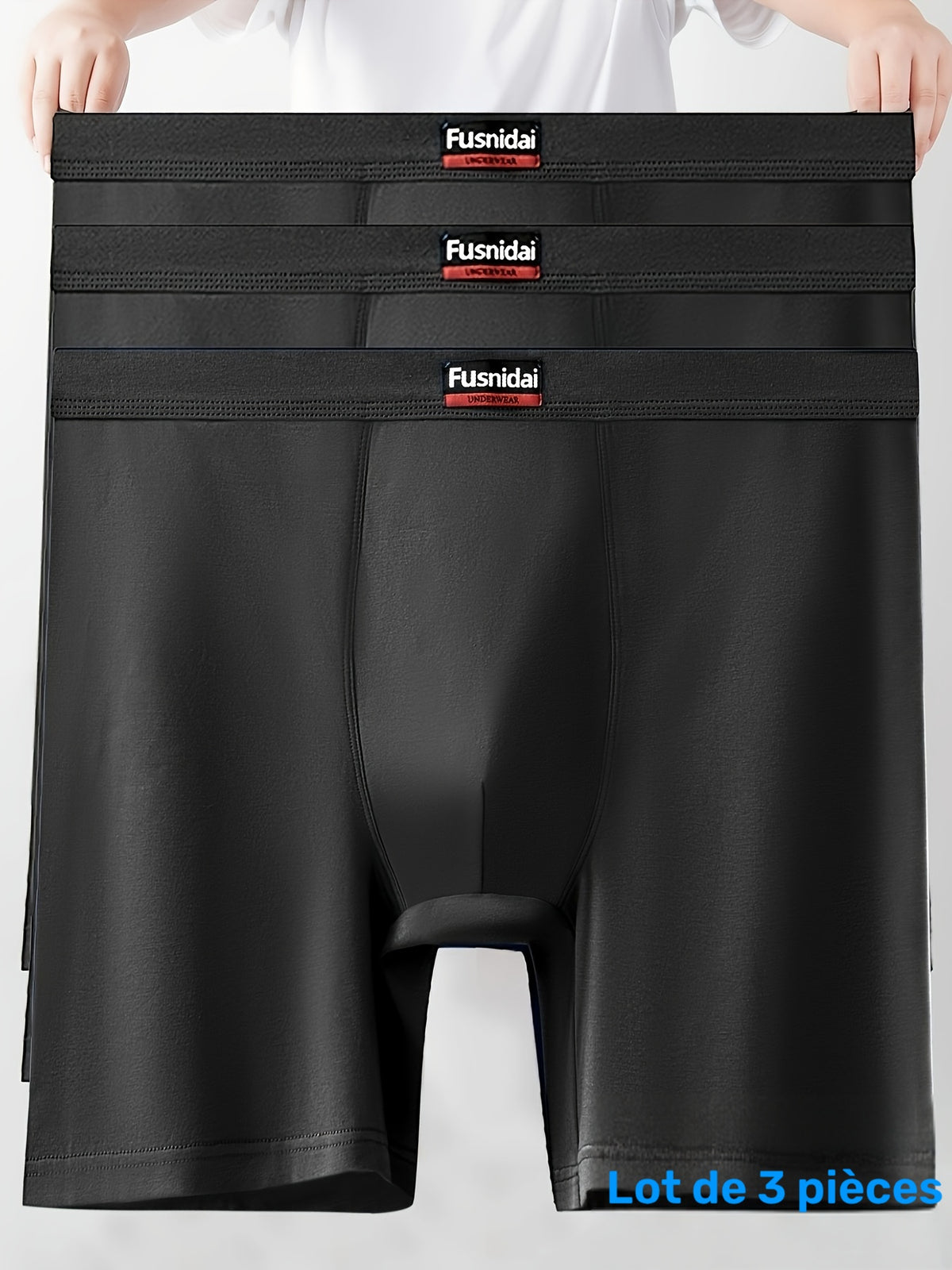 Boxer taille haute large coton homme — lot de 3