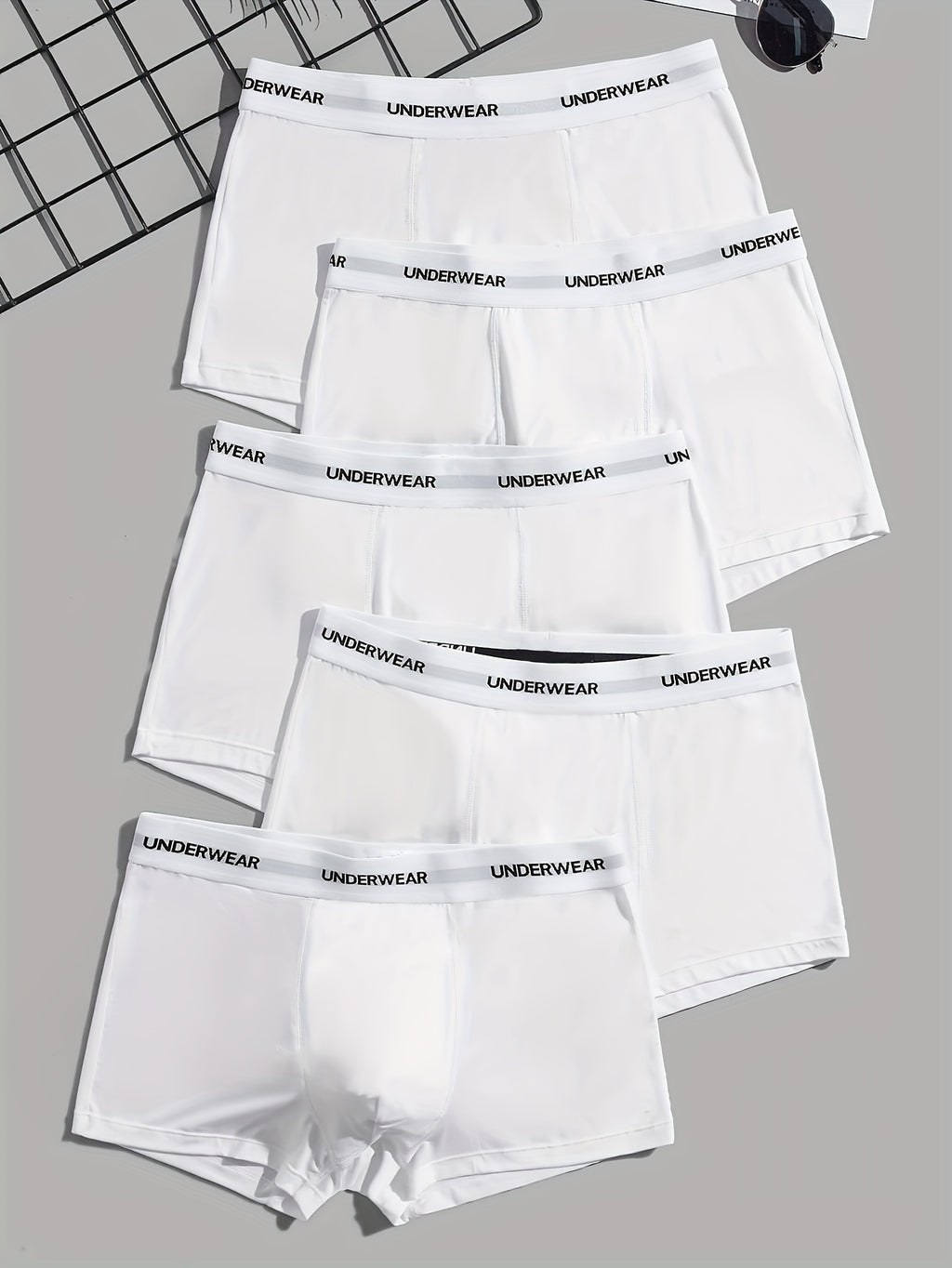 Boxer de sport respirant coton homme — lot de 5, blanc