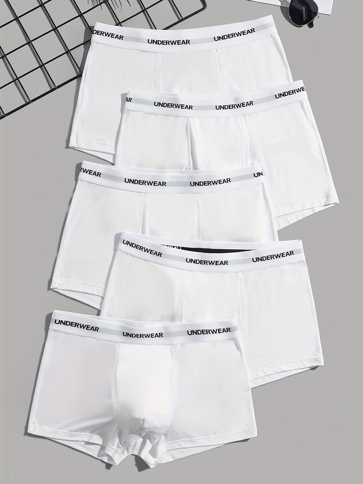 Boxer de sport respirant coton homme — lot de 5, blanc