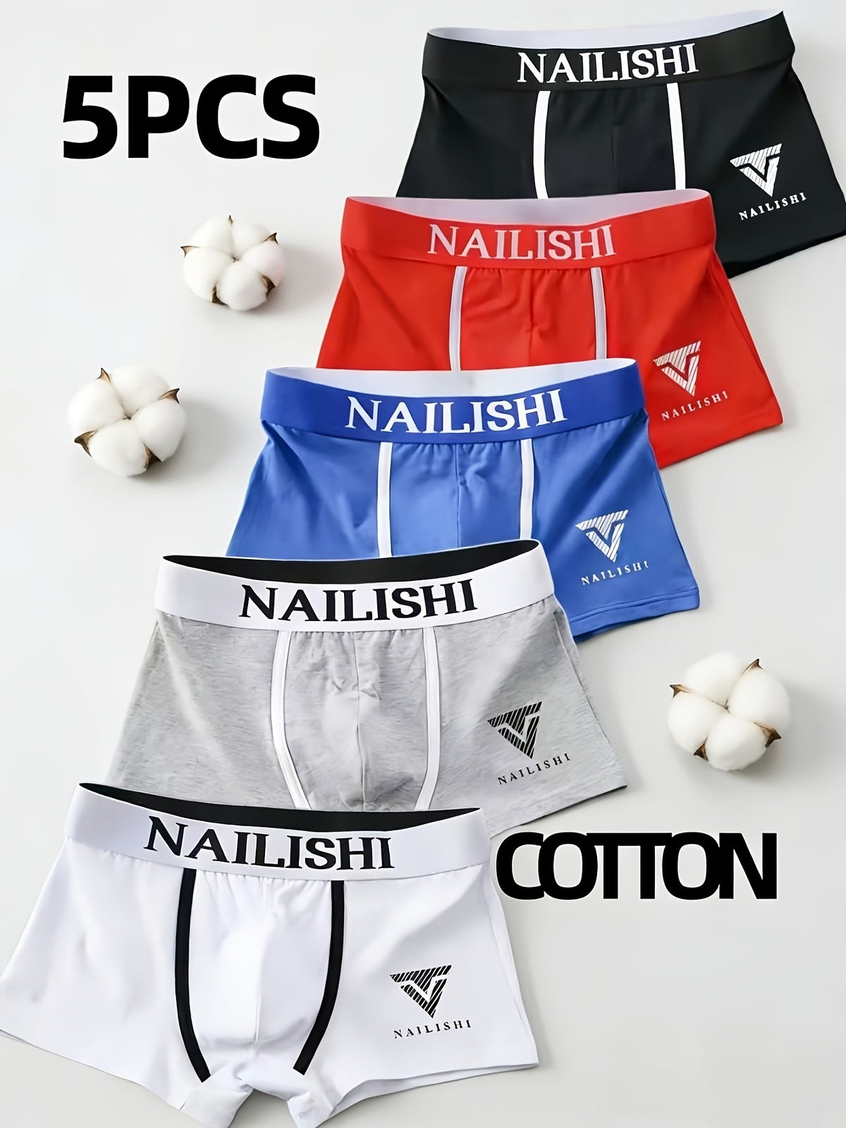 Boxer d'intérieur coton homme — lot de 5, uni, assortiment S