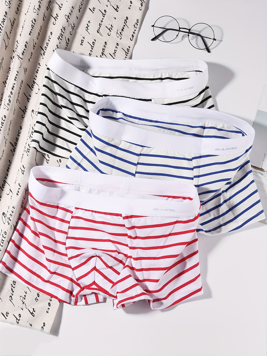 Boxer de sport respirant coton homme — lot de 3, rayé
