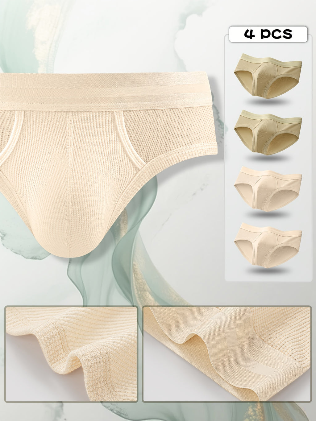 Slip respirant bambou homme — lot de 4, uni, assortiment A