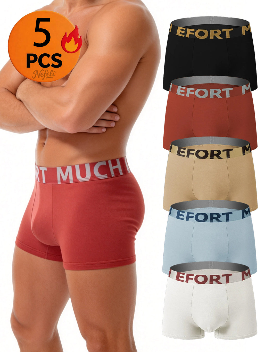 Slip de sport respirant coton homme — lot de 5, uni, du M au XXL