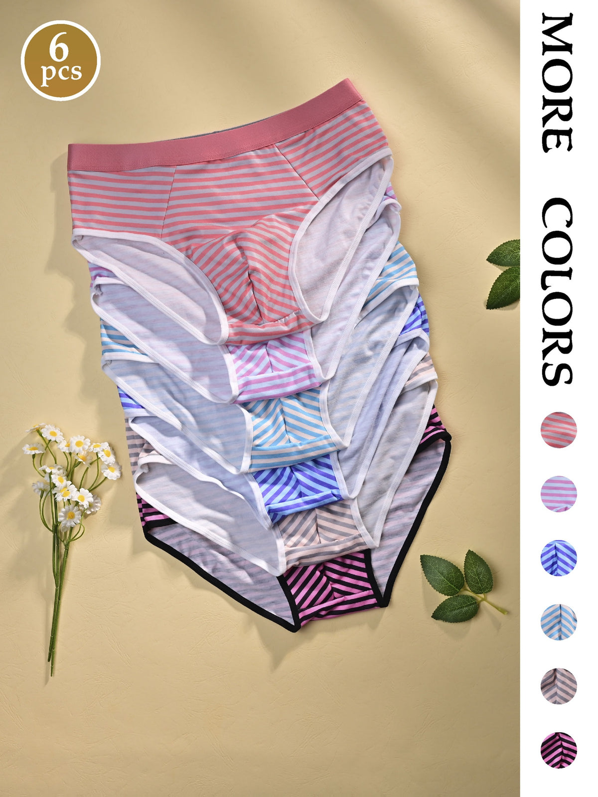 Slip sans couture bambou homme — lot de 6, rayé