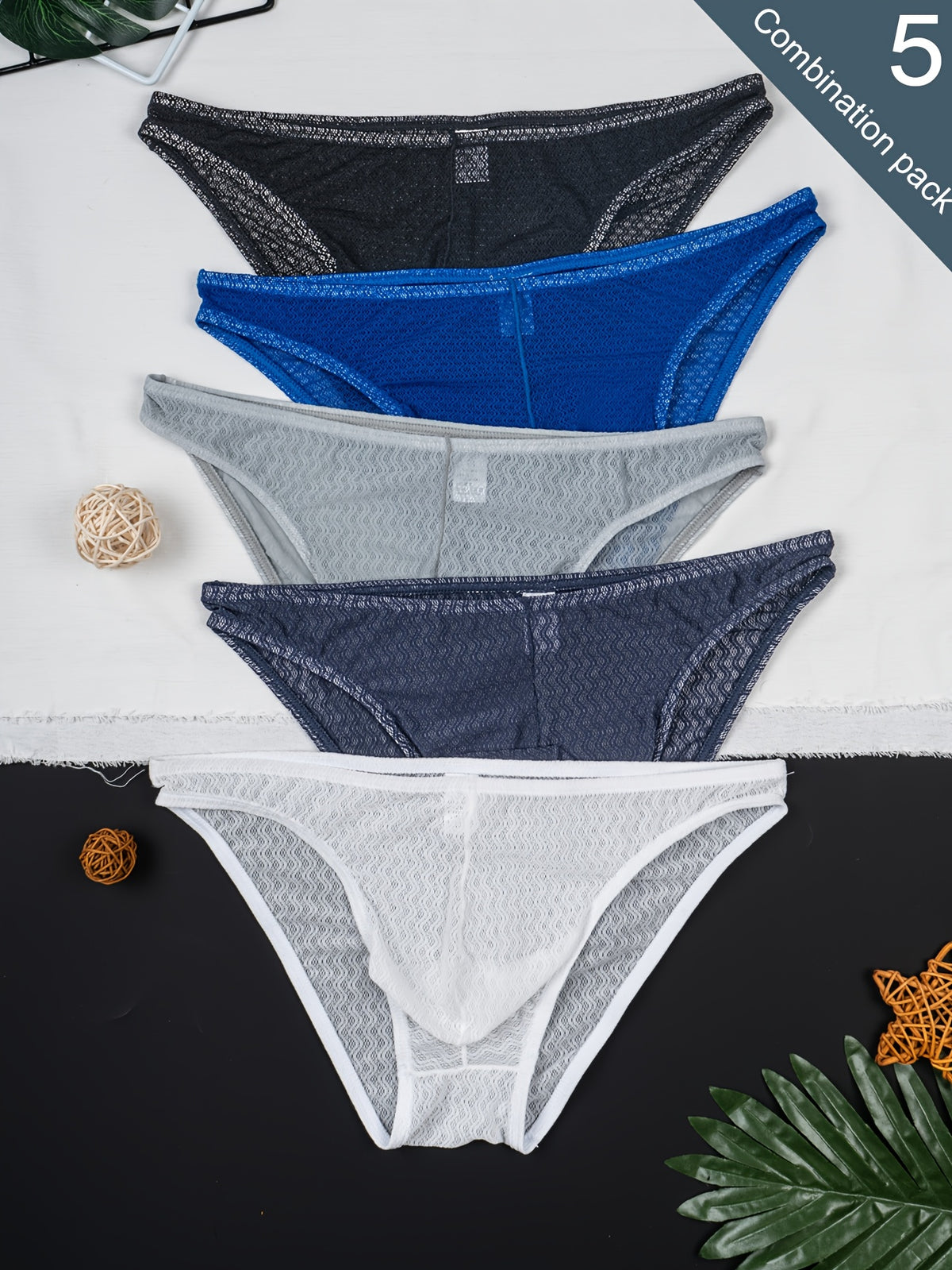Slip respirant microfibre homme — lot de 5, uni, assortiment S, du S au XXL