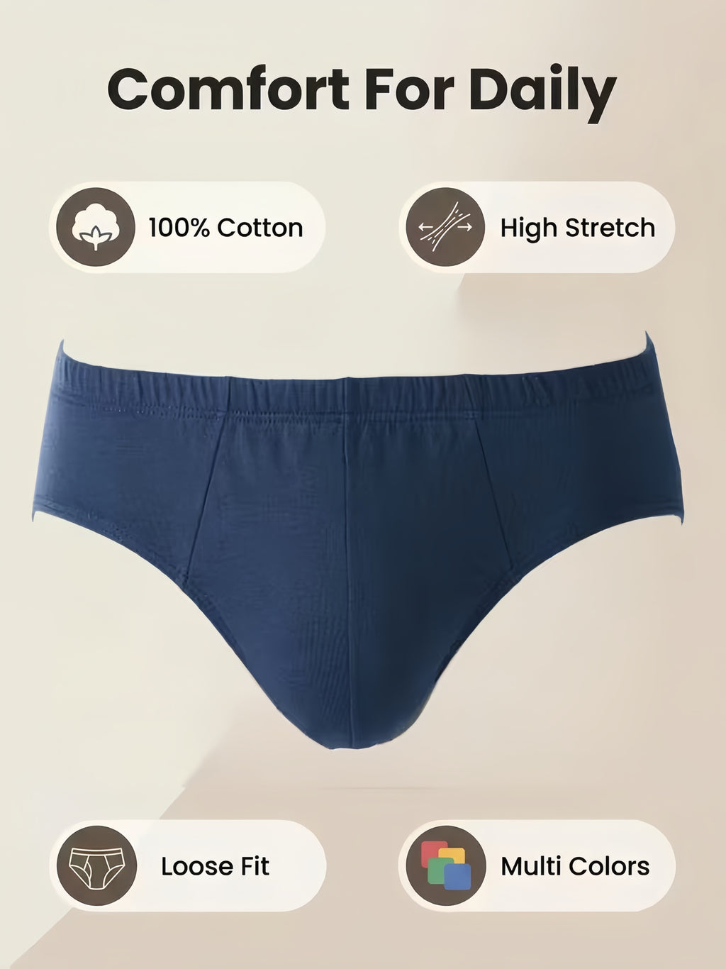 Slip large coton homme — lot de 8, uni