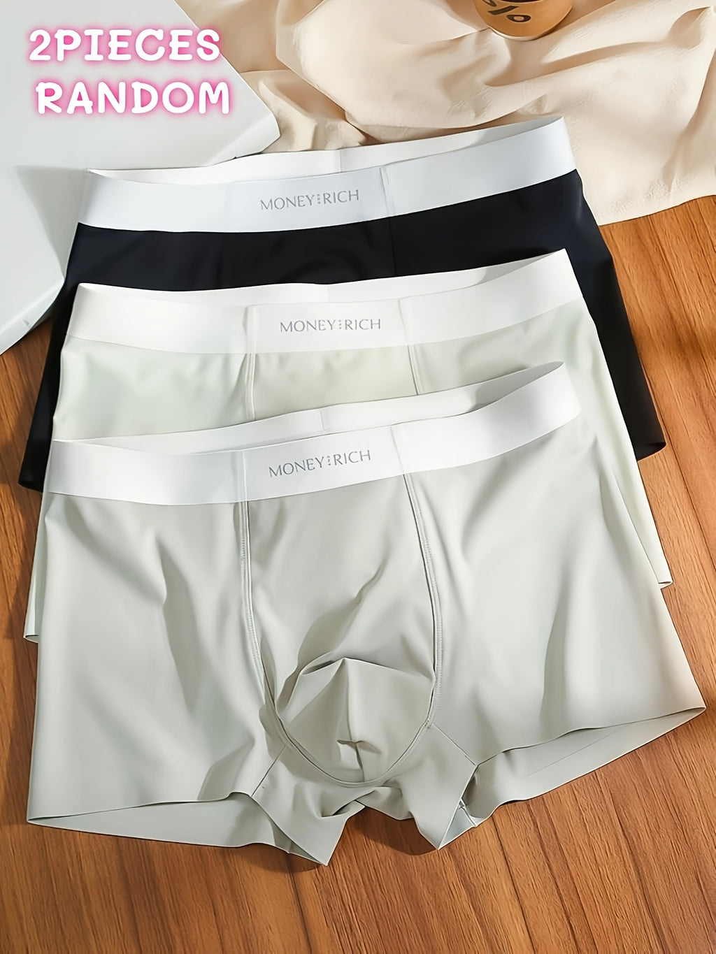 Boxer sans couture respirant microfibre homme — lot de 2, uni