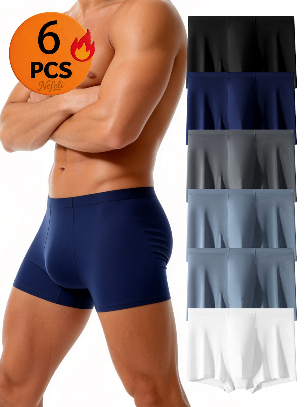 Slip sans couture de sport homme — lot de 6, uni