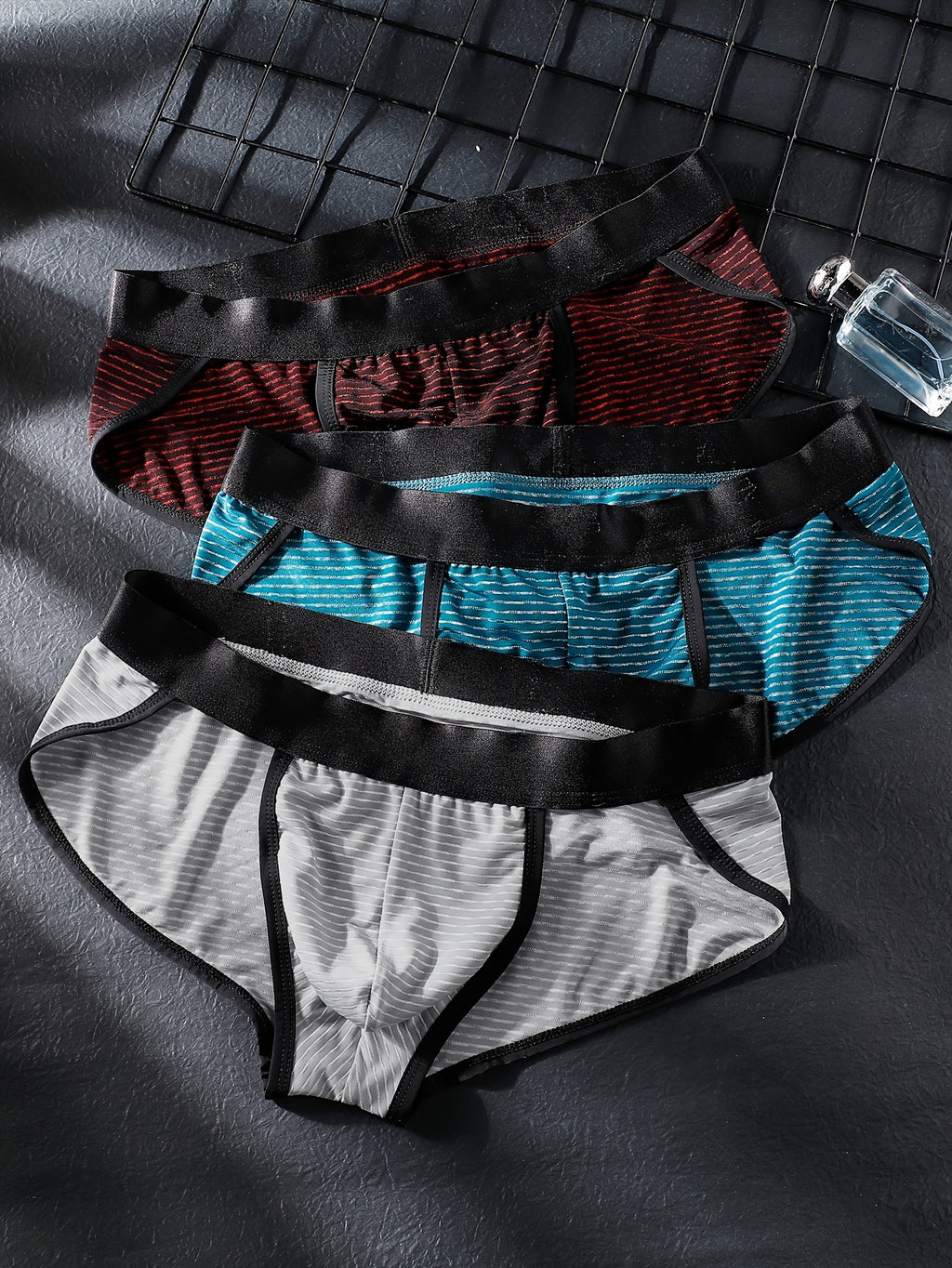Slip de sport respirant microfibre homme — lot de 3, rayé, du XS au XL