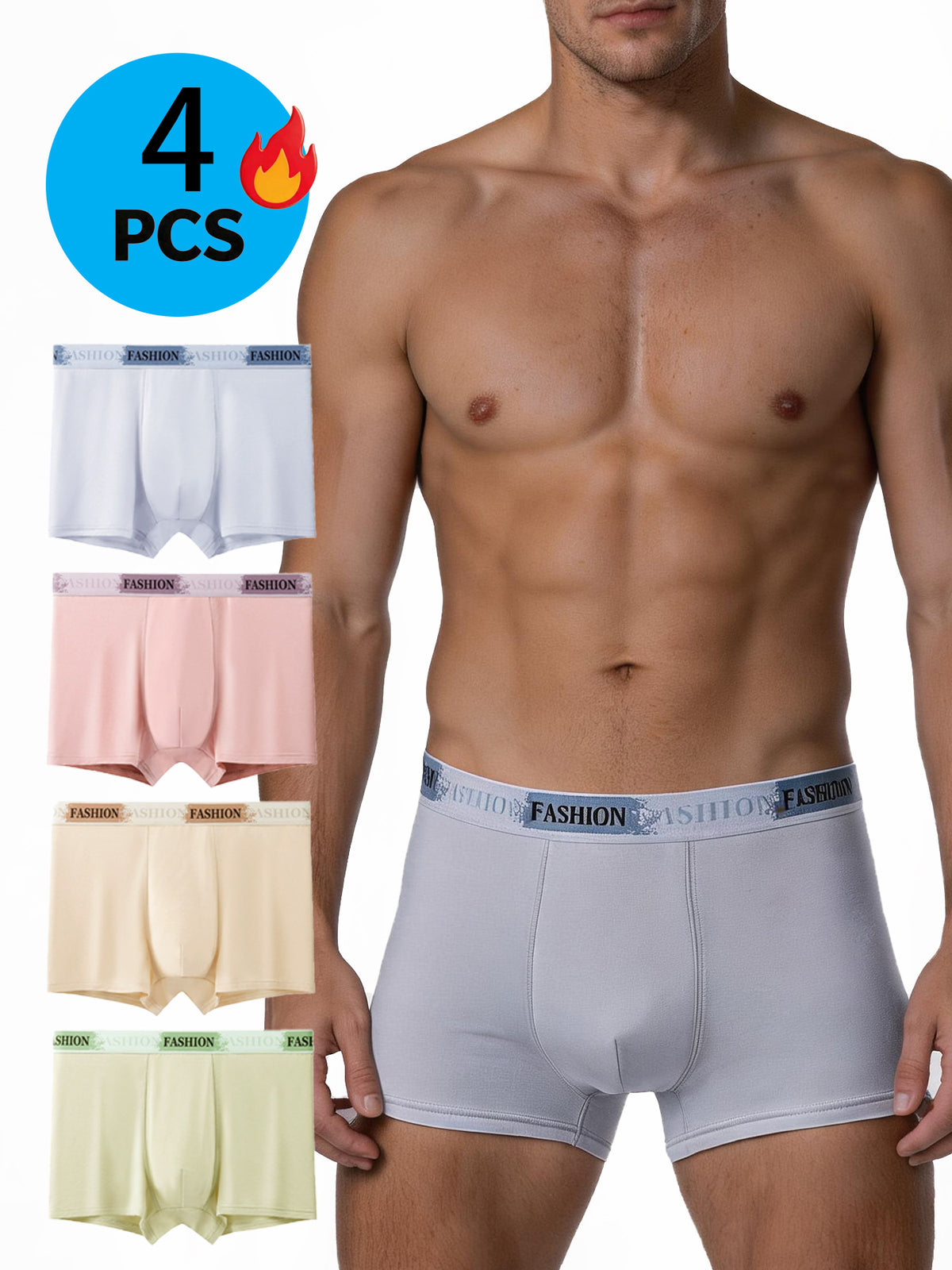Boxer sans couture de sport homme — lot de 4, uni