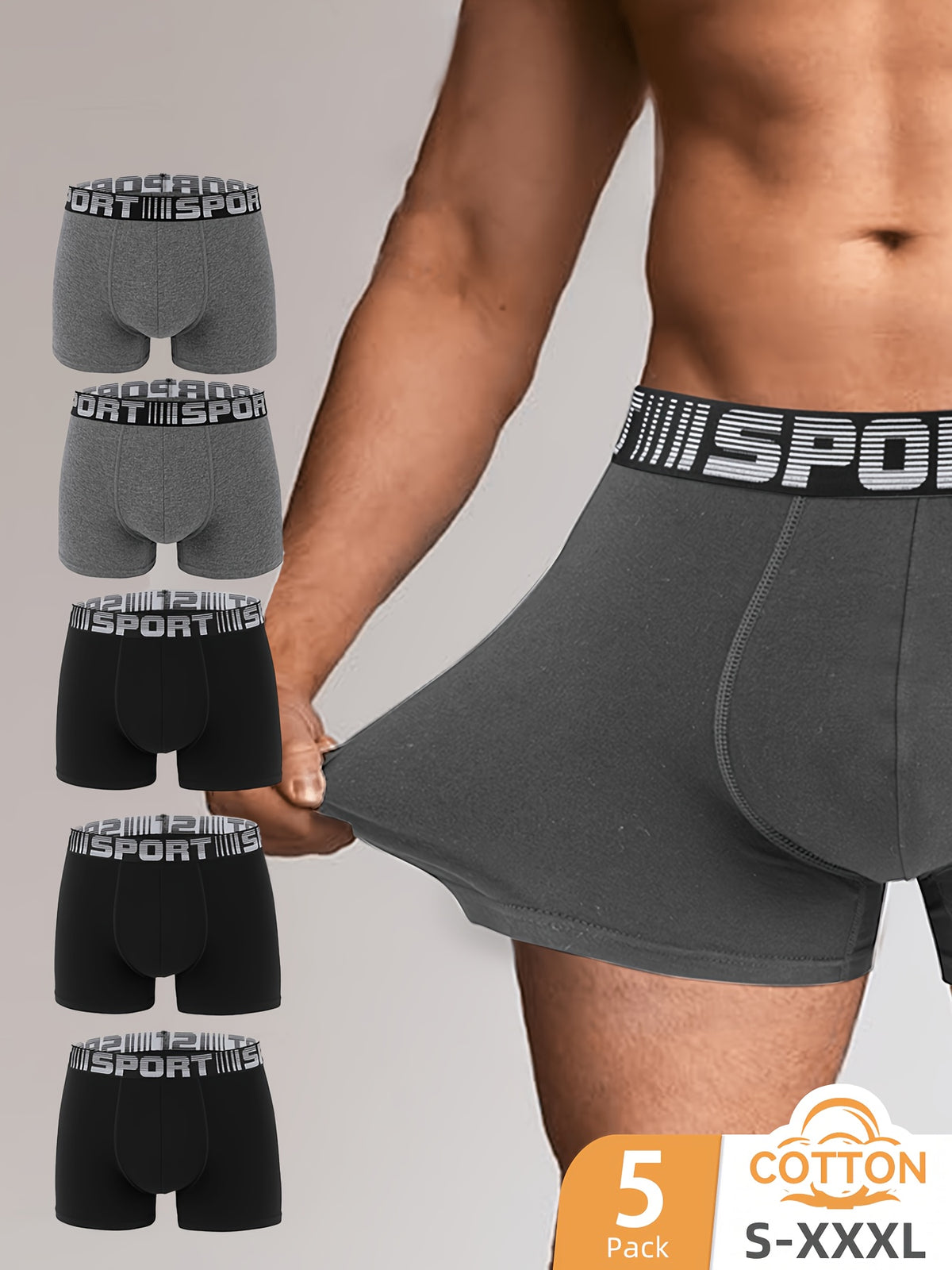 Boxer respirant coton homme — lot de 10, uni