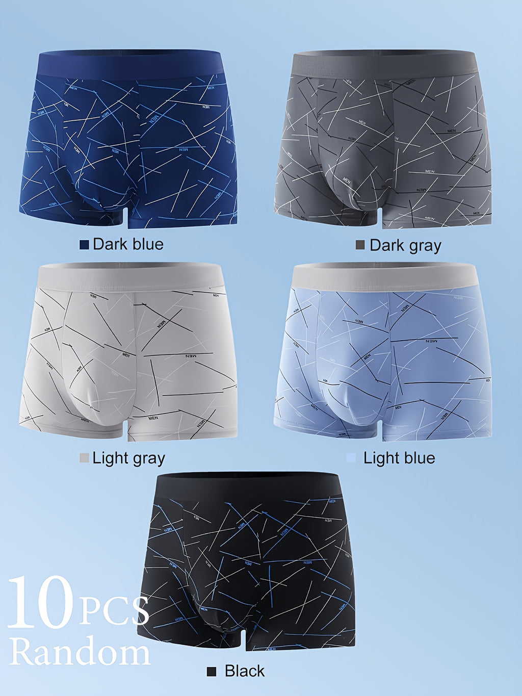 Boxer microfibre homme — lot de 10, imprimé, du XS au XL