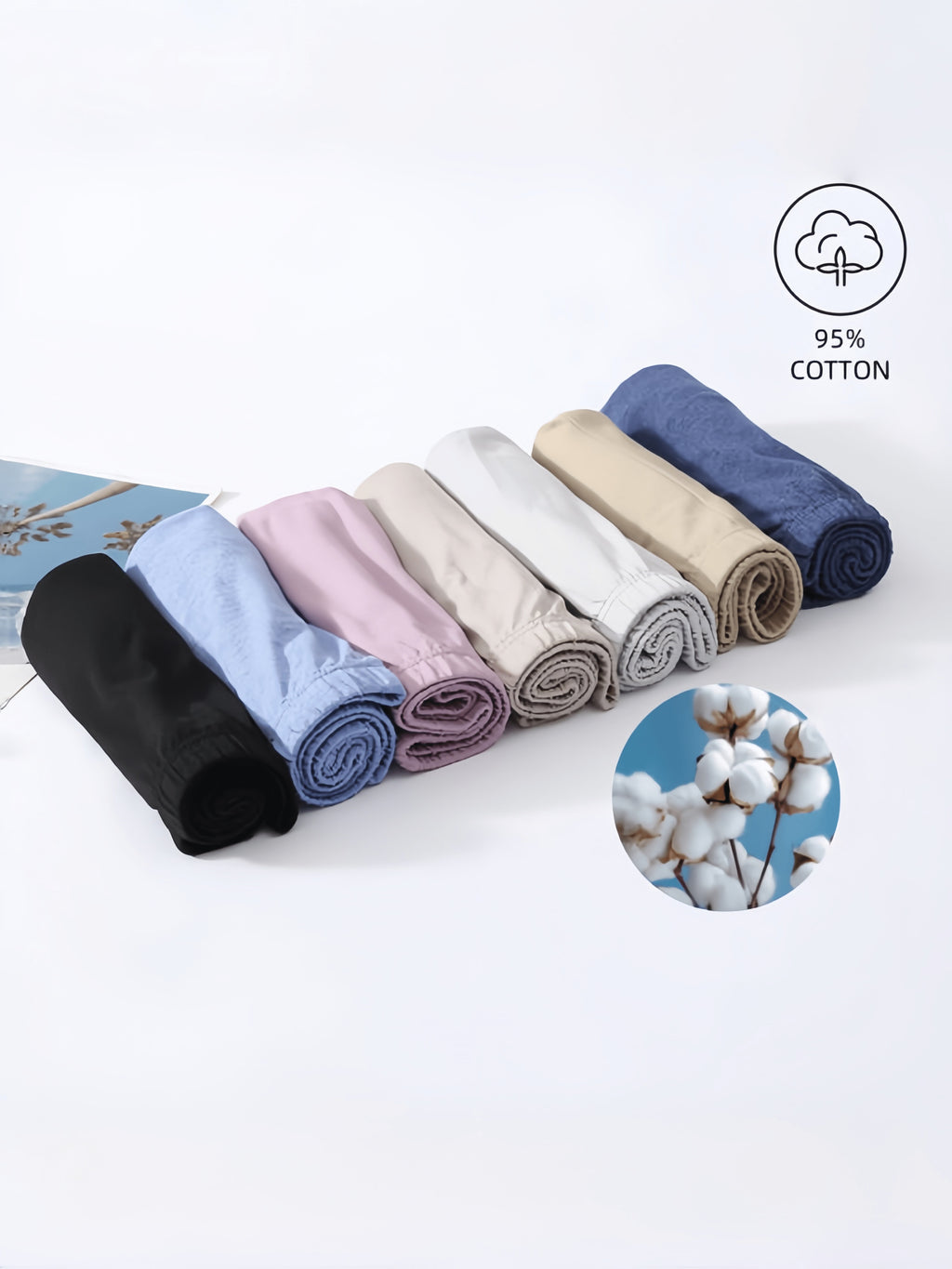 Slip large coton homme — lot de 8, uni