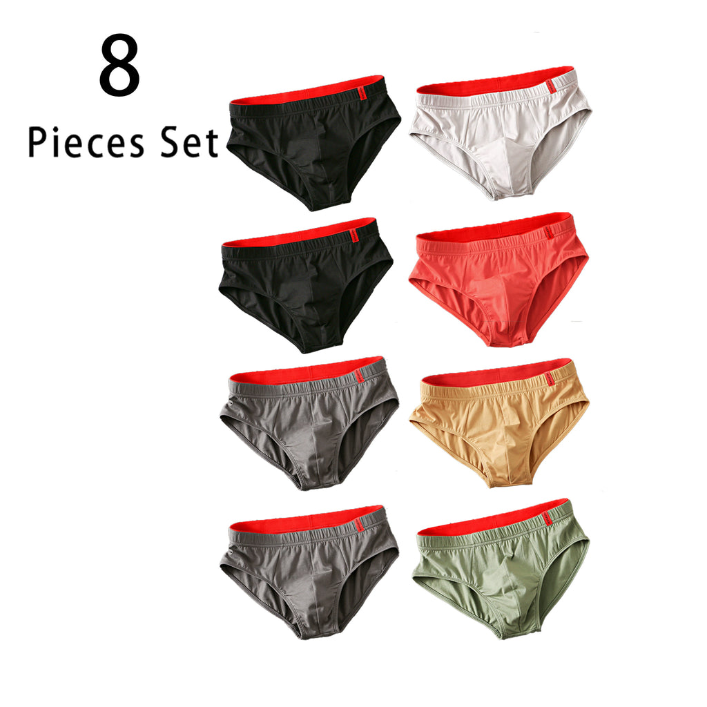 Slip taille basse respirant coton homme — lot de 8, uni
