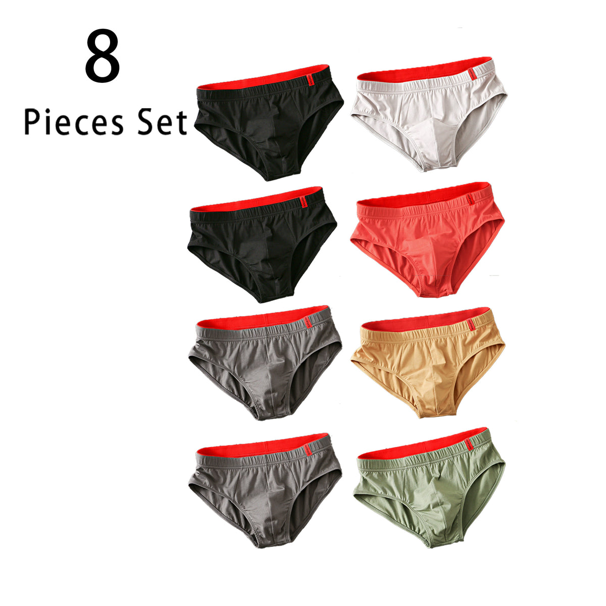 Slip taille basse respirant coton homme — lot de 8, uni