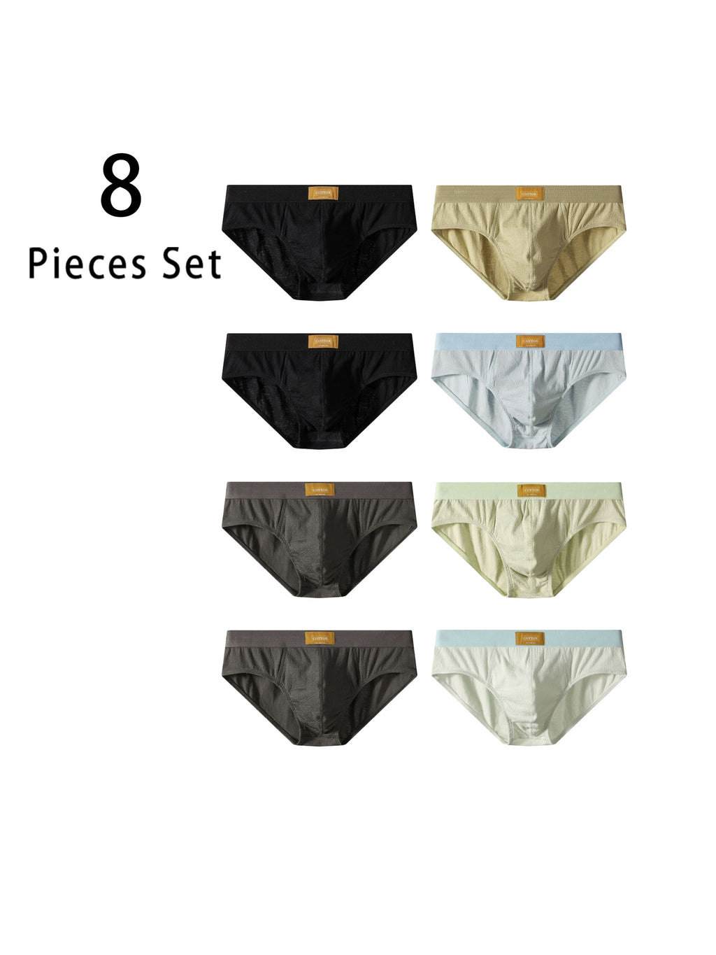 Slip respirant d'intérieur coton homme — lot de 8, uni, du S au XL (modèle 2)