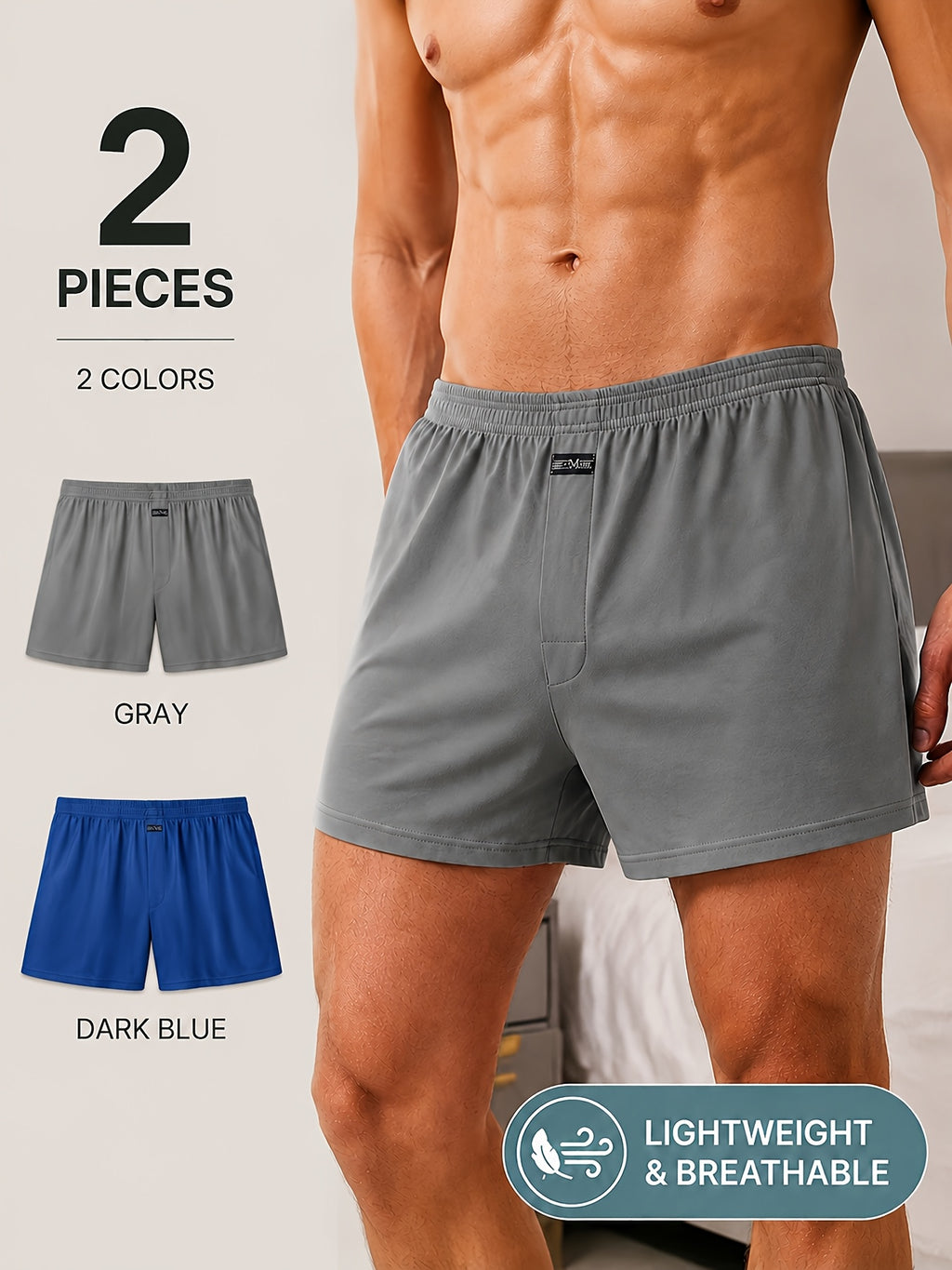 Boxer large grande taille coton homme — lot de 5, uni, assortiment S