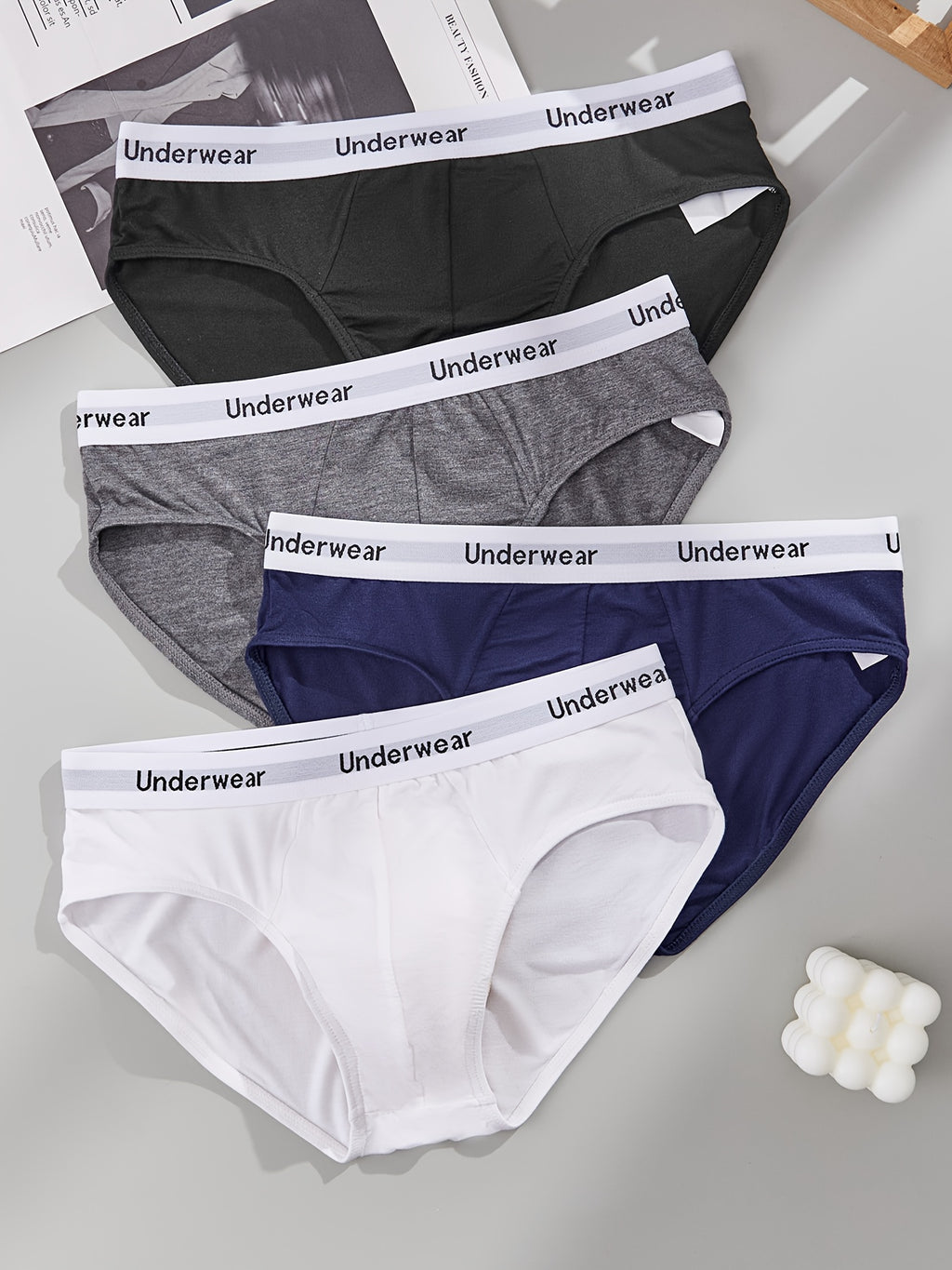 Slip respirant bambou homme — lot de 4, noir + bleu + gris foncé + blanc