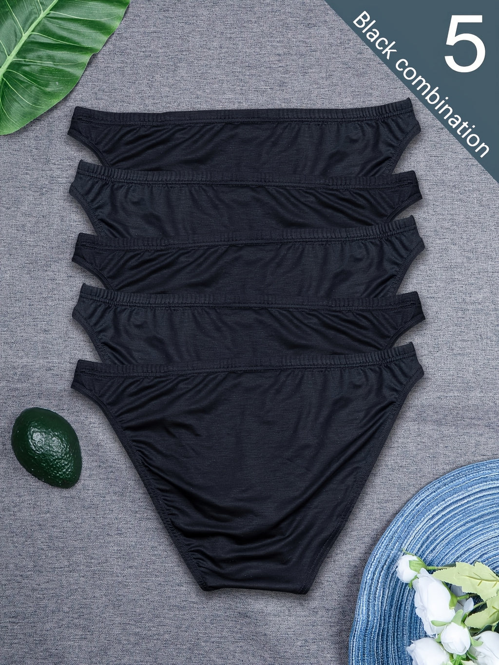 Slip respirant bambou homme — lot de 5, uni, du S au XXL