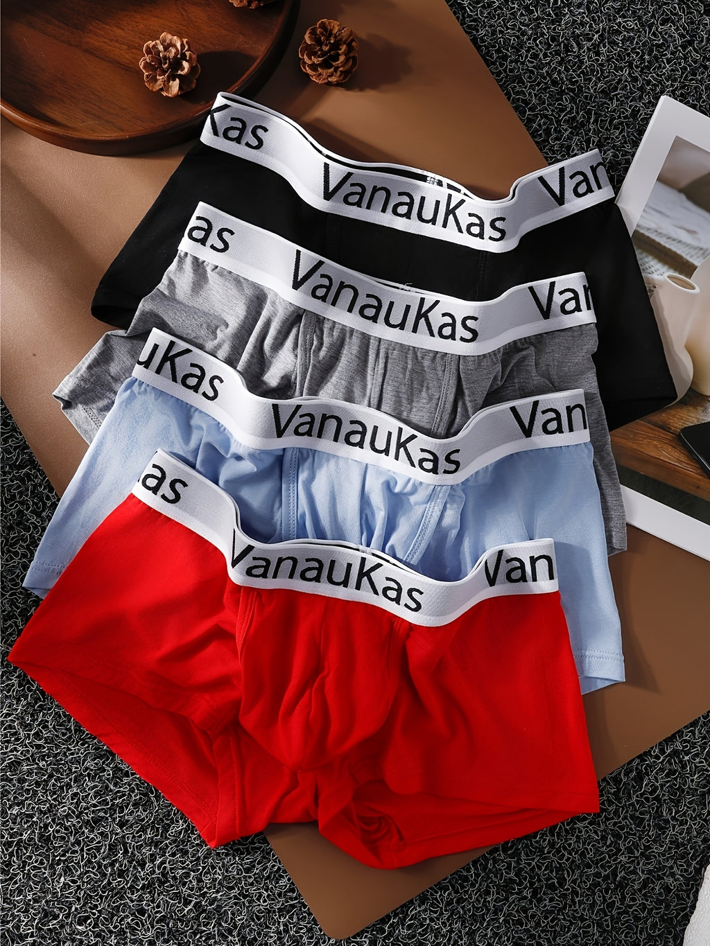 Boxer de sport bambou homme — lot de 4, uni