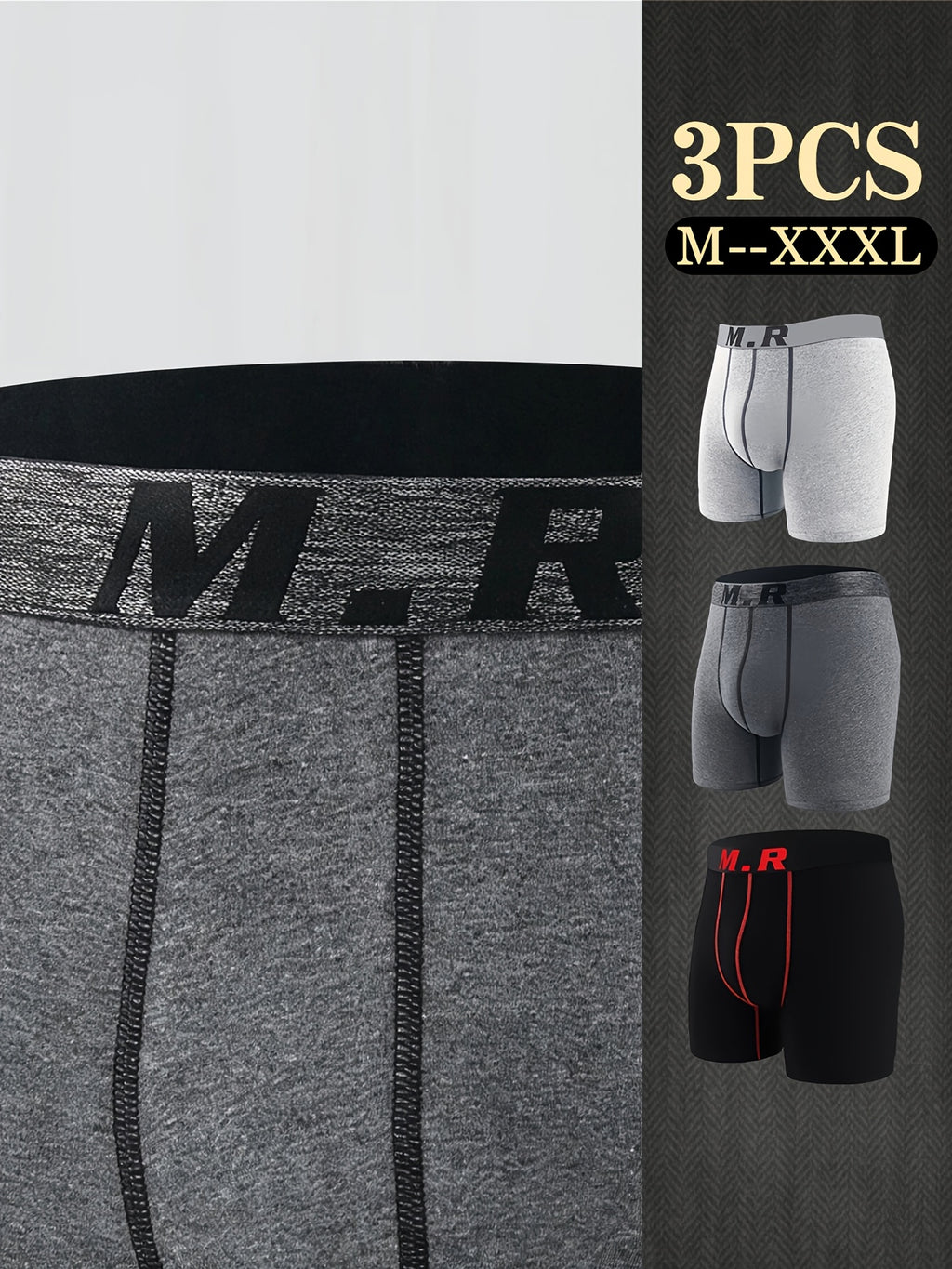 Boxer de sport respirant coton homme — lot de 3, uni, assortiment S