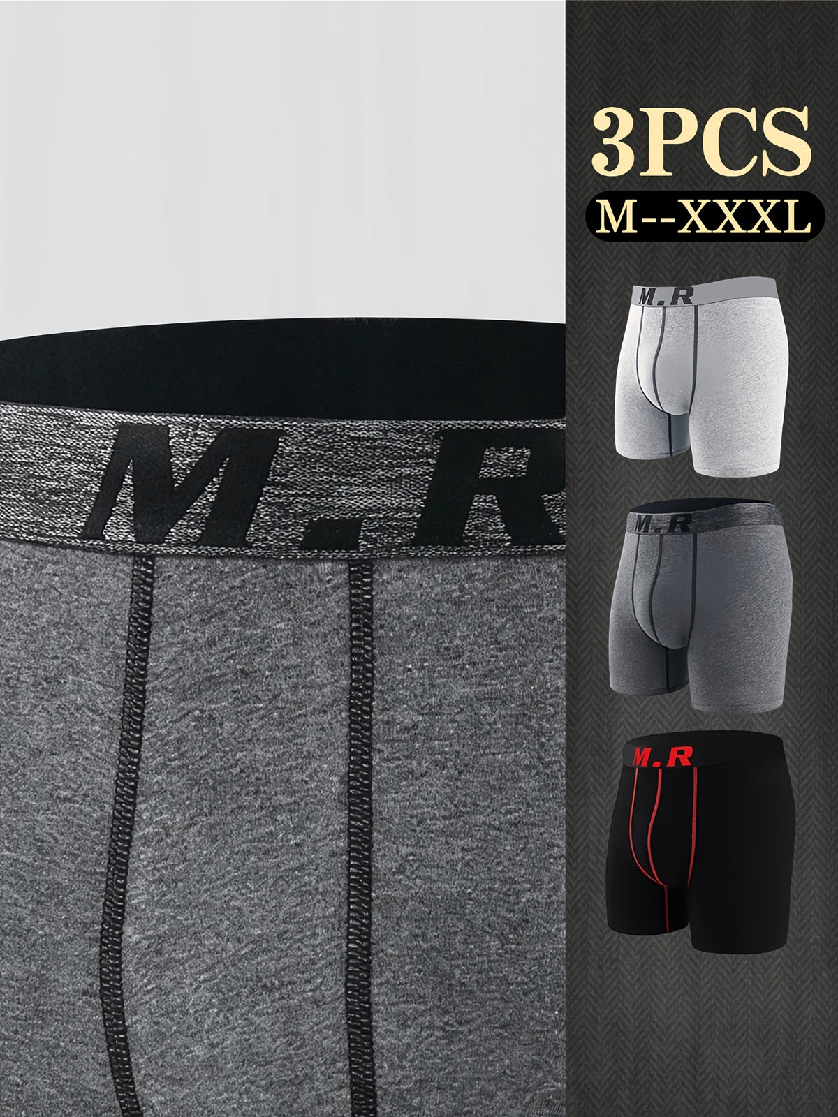 Boxer de sport respirant coton homme — lot de 3, uni, assortiment S