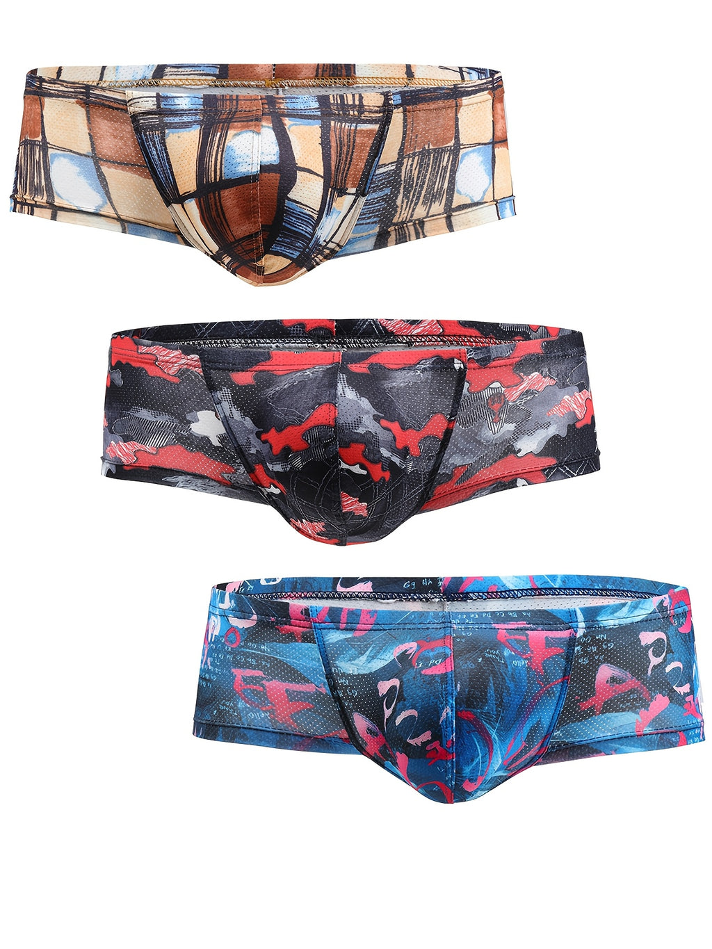Boxer taille basse respirant microfibre homme — lot de 3, imprimé